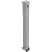 Barrier posts | Steel tube 70 x 70 mm | foldable, with Euro profile cylinder lock | to be fixed by plugswith base plate 100 x 150 mm | hot-dip galvanized | with 1 eyelet